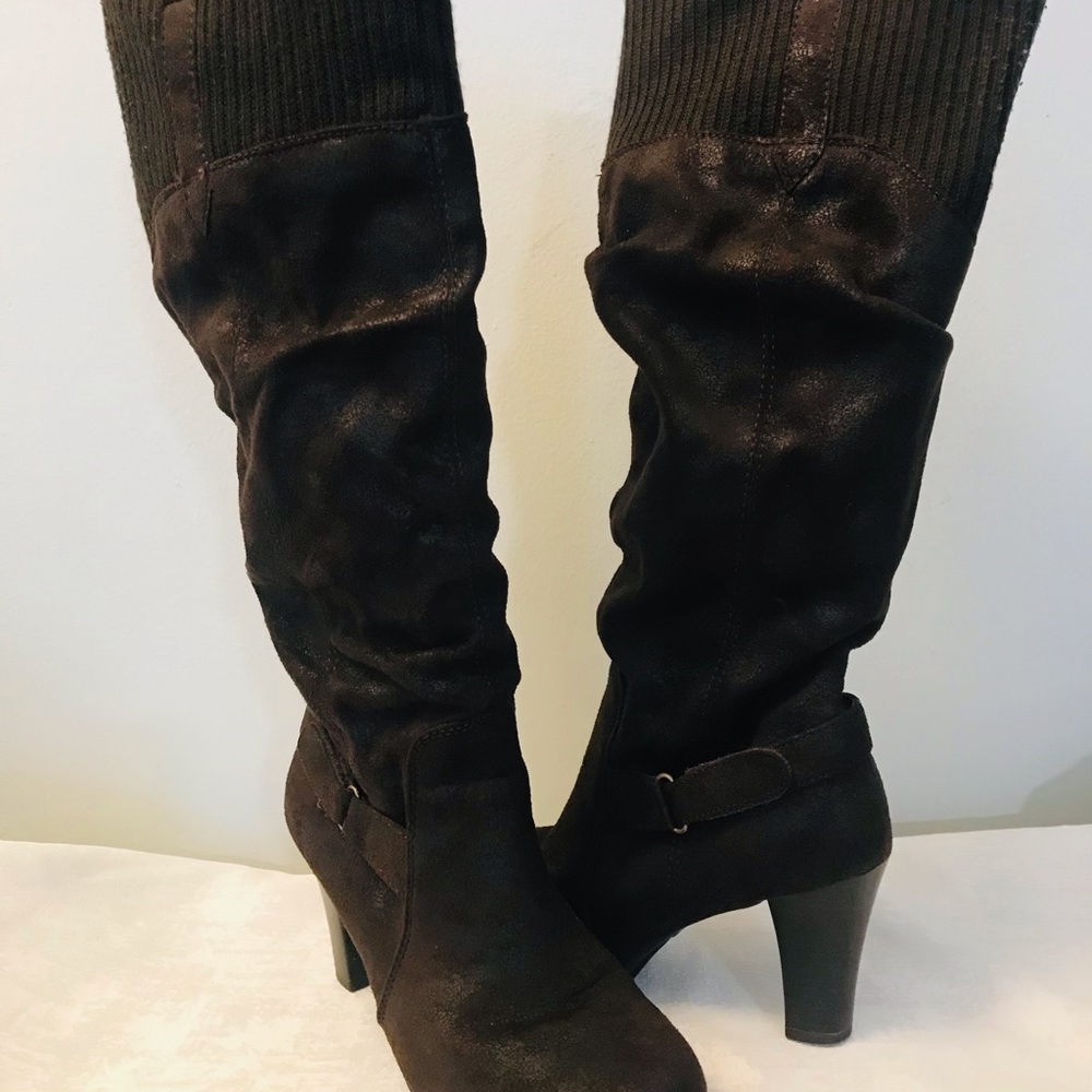 Aerosole Suede Winter Boots Dark Brown COMBO